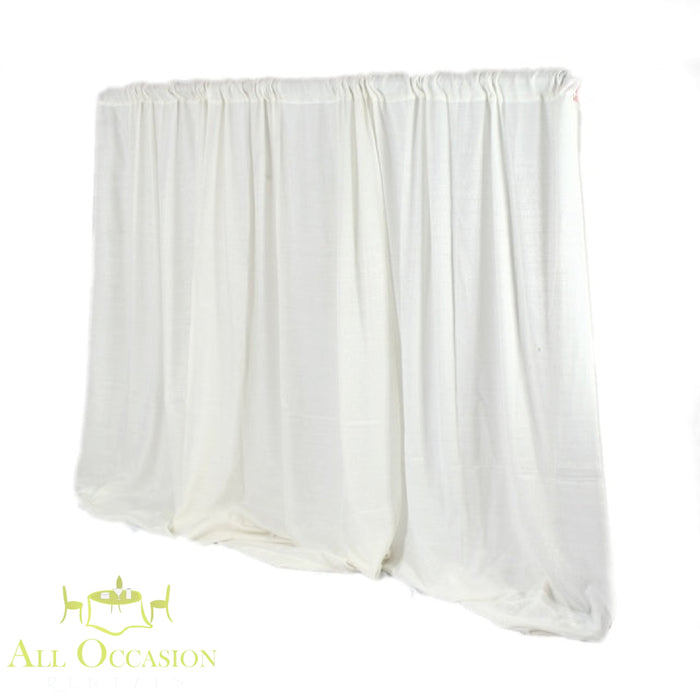 10' High Ivory Pipe & Drape Rental for elegant event backdrops and partitions.