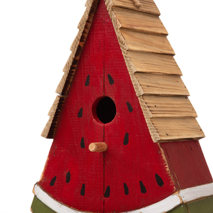 11"H Distressed Solid Wood Watermelon Birdhouse