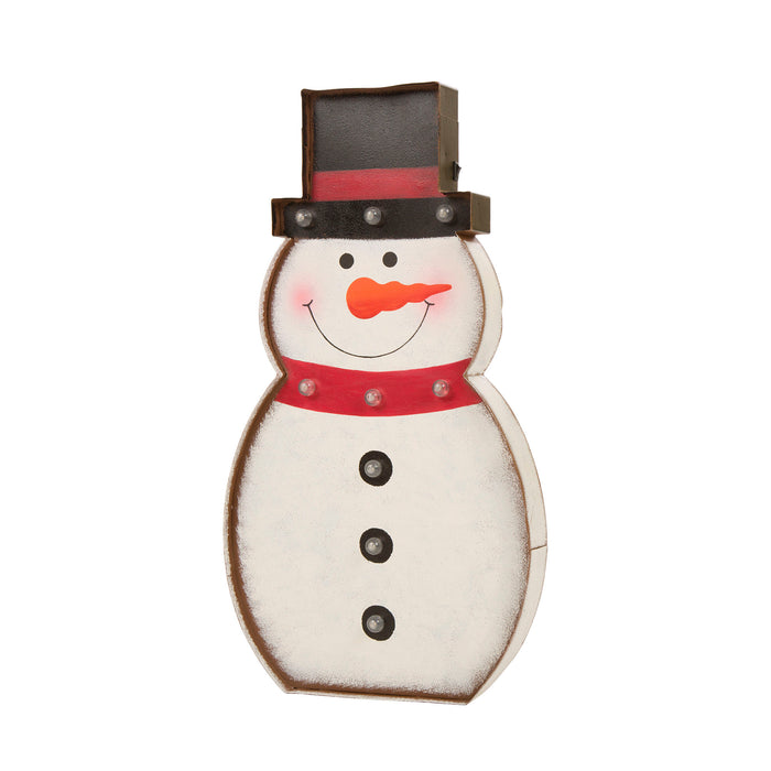 19.76"H Marquee LED Lighted Snowman Sign Holiday Decoration