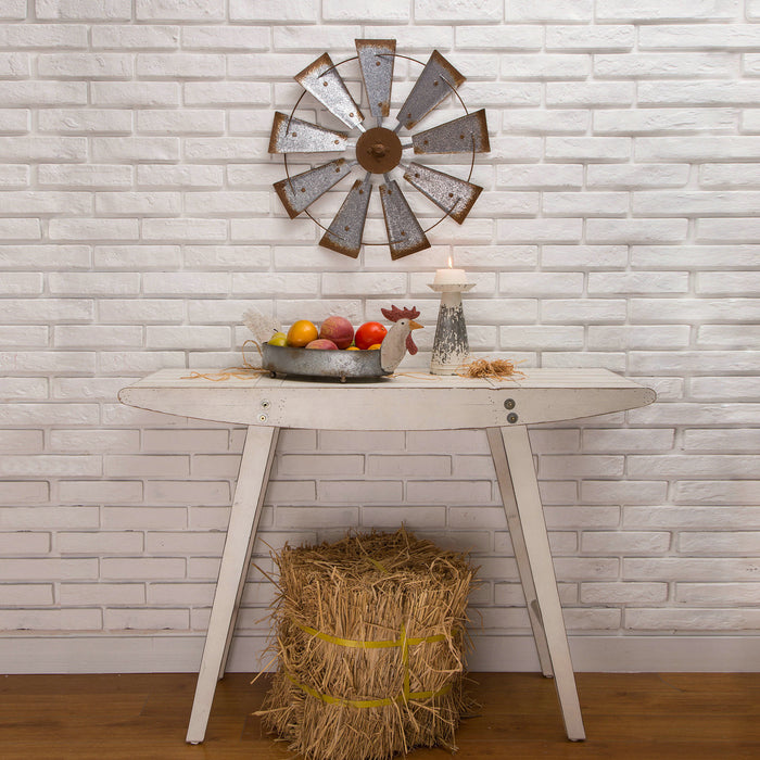 22.05"D Farmhouse Metal Galvanized Wind Spinner Wall Décor
