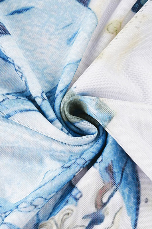 Abstract Print Mesh Bodycon Skirt