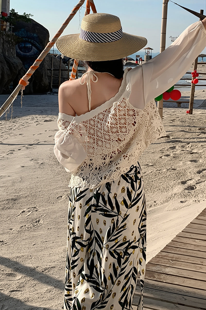 Boho Beach Split Floral Wide Pants