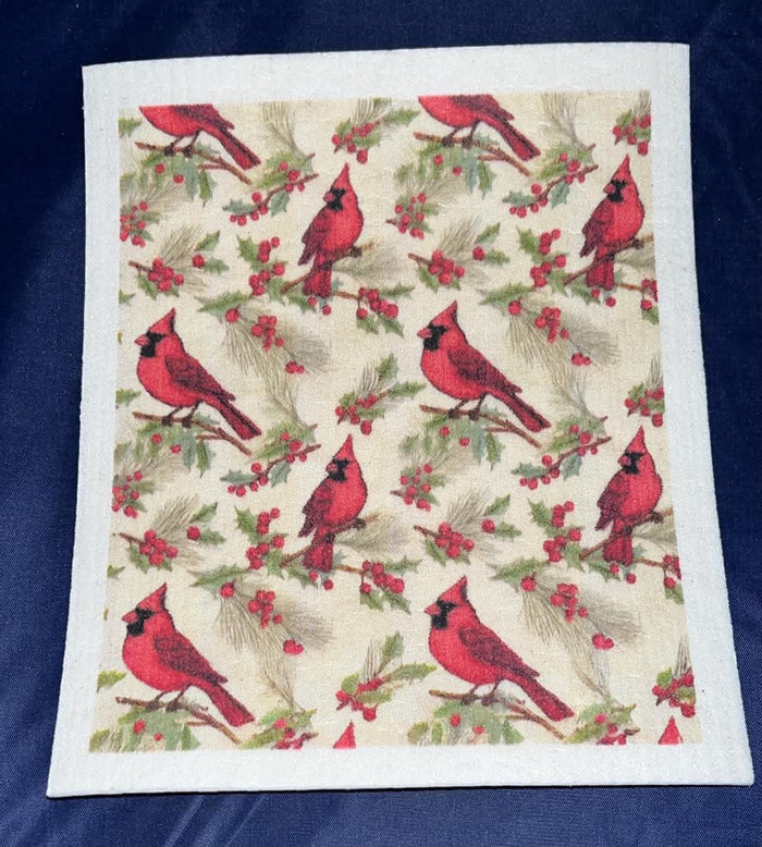 Cardinals with Holly Swedish Towel