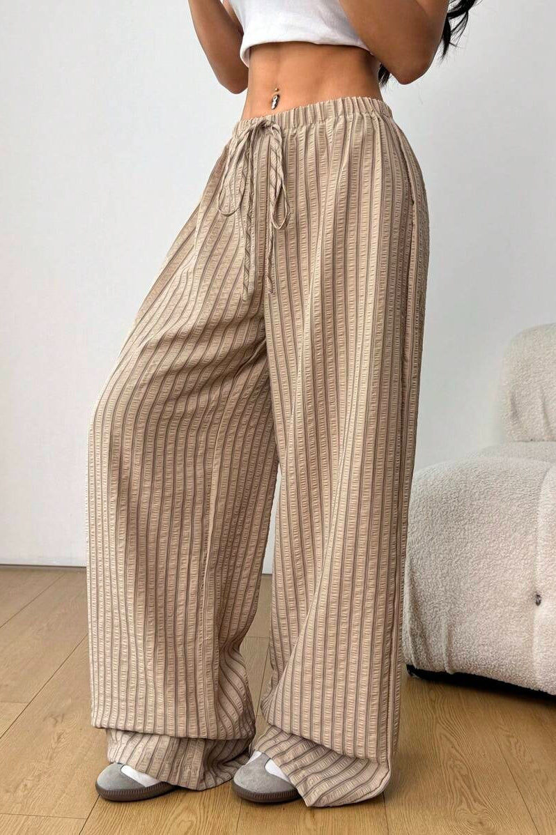 Chic Color Block Pleated Pants With Pockets