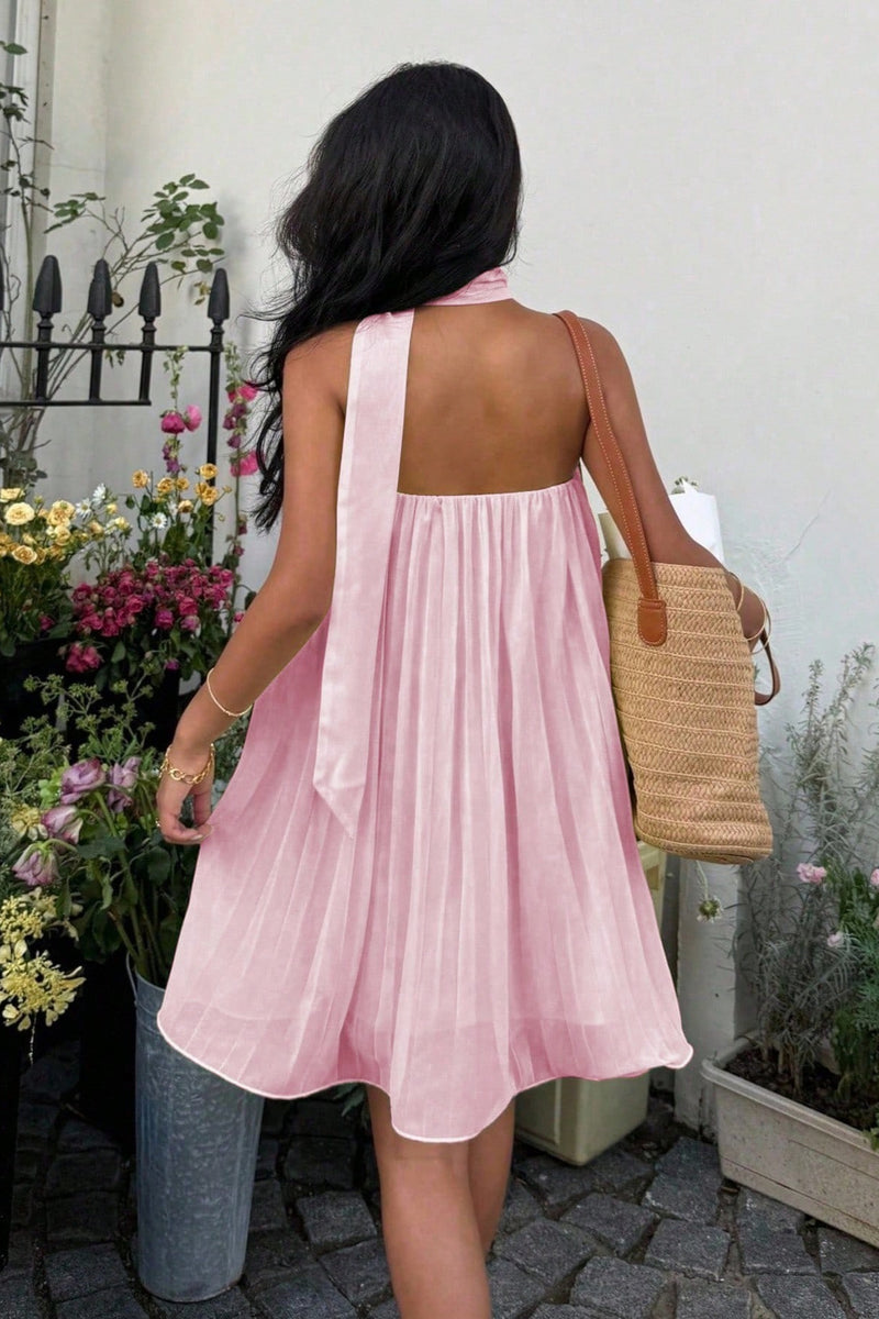 Chiffon Cutout Back Elegant Mini Dress