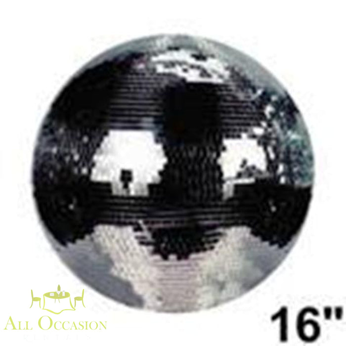 16-inch disco ball with battery-powered motor for Corona party rentals and event rentals in Inland Empire.