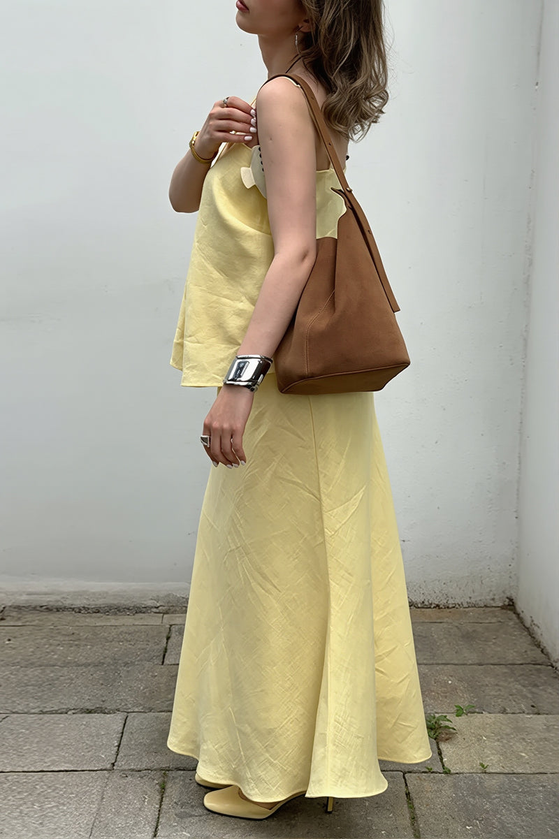 Elegant Casual Solid Cami Skirt Set
