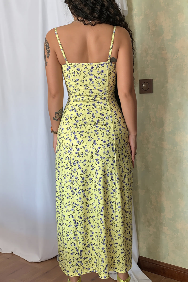 Elegant Floral Split Cami Maxi Dress