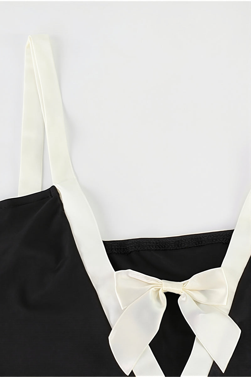Elegant Patchwork Bow Solid Maxi Dress