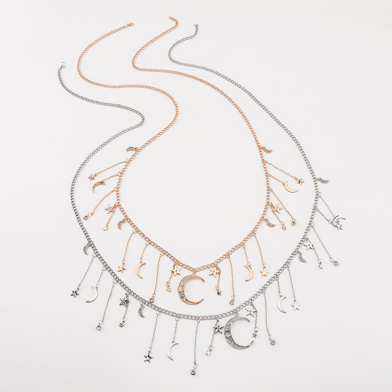Elegant Tassel Star Moon Diamond Waist Body Chain