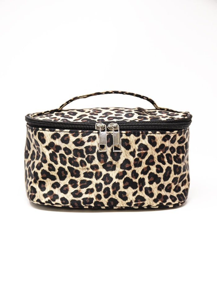 Familiar Style Brown Animal Print Makeup Bag