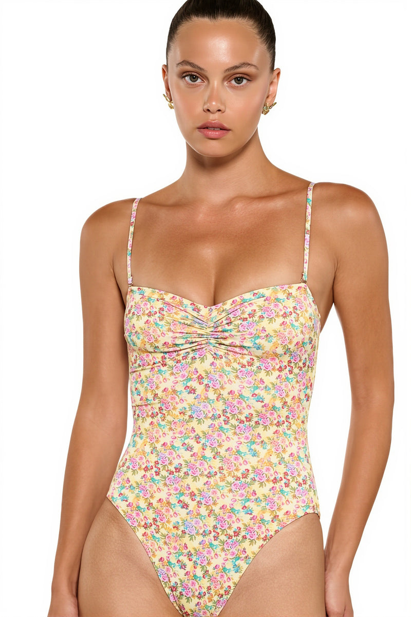 Floral Removable Strap One Piece Swimwear