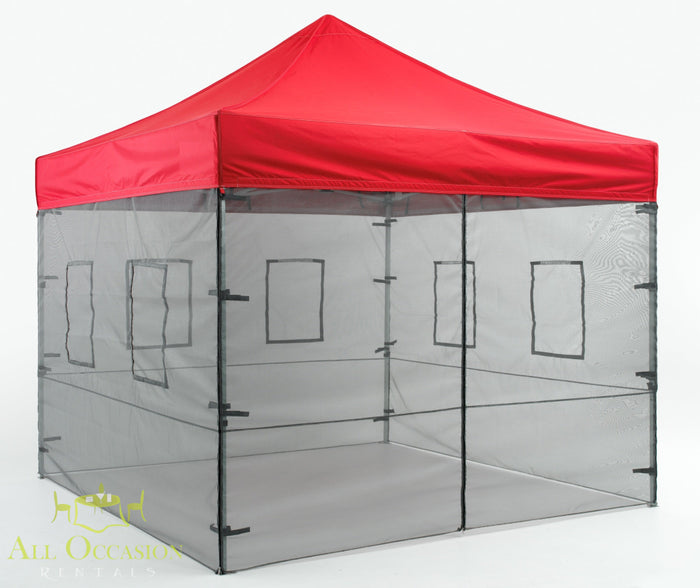 Food Service Mesh Wall 8' x 10' tent rental for events in Corona, ideal for outdoor catering and parties.