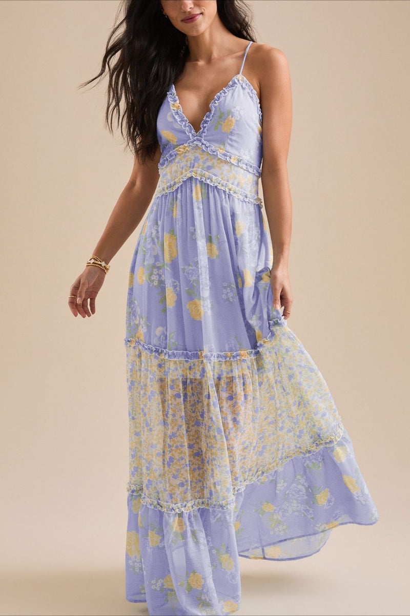 Fresh Boho Floral Cami Maxi Dress