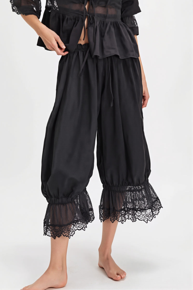 Hollow Out Lace Tie Casual Pants