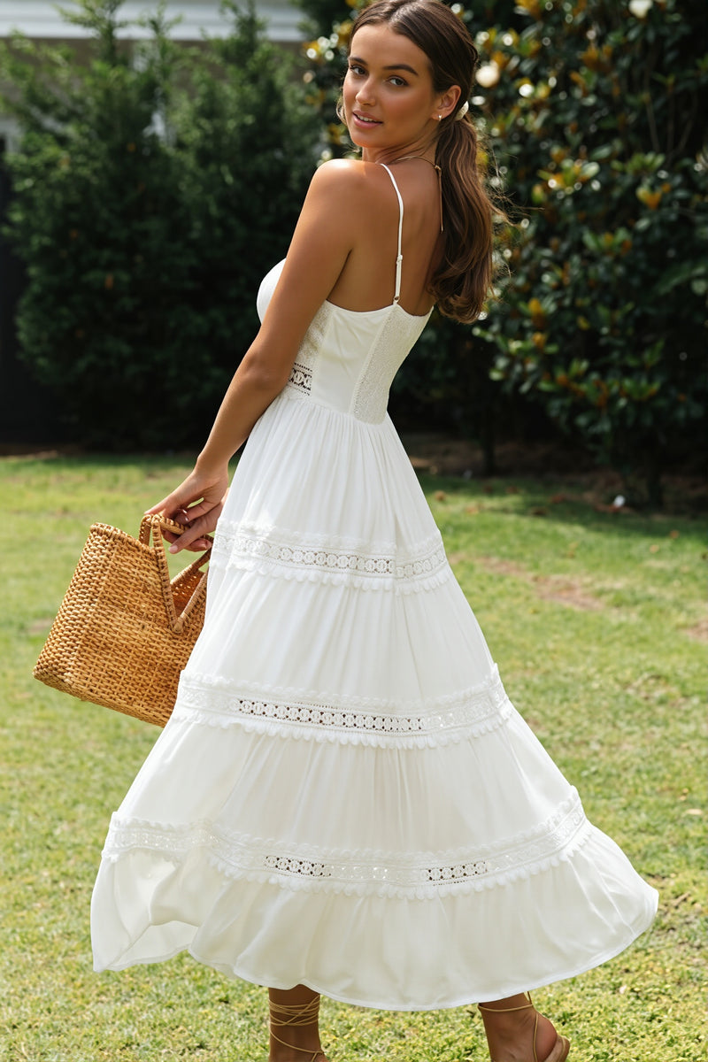 Lace Spliced Swing Cami Boho Dress