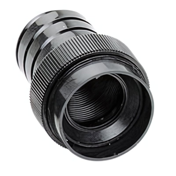 OPTIKinetics Solar 60mm wide-angle lens close-up view showing the triple-element fully coated f2.8 optics and 42.5mm grooved plastic barrel, compatible with Solar 100 LED and Solar 250 LED projectors