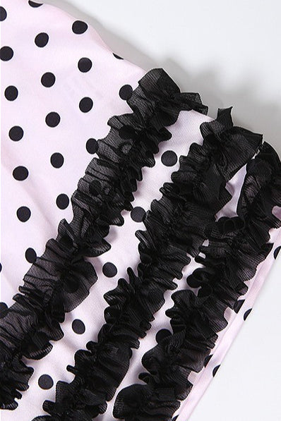 Polka Dot Color Block Tube Mini Dress