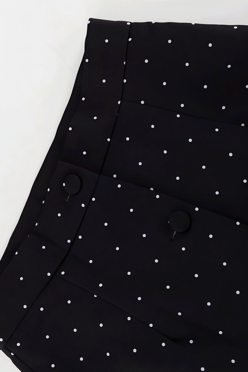 Polka Dot Print Short Sleeve Bodycon Skirt Set
