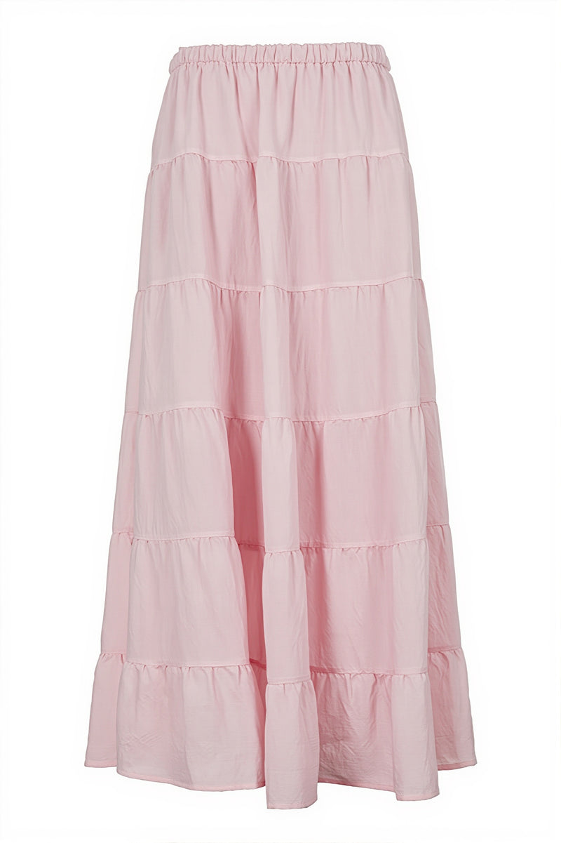 Sexy Color Block Tiered Ruffle Flowy Skirt