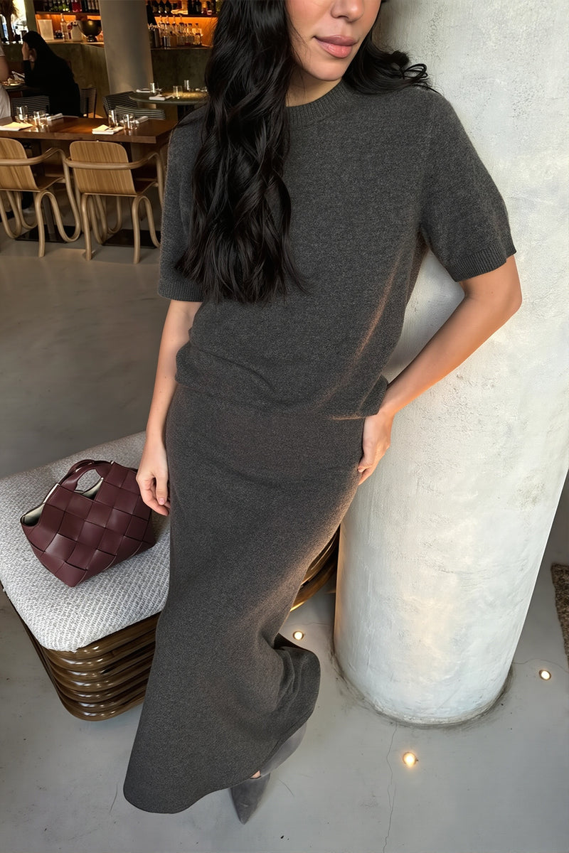 Sexy Knit Short Sleeve Pencil Skirt Sets