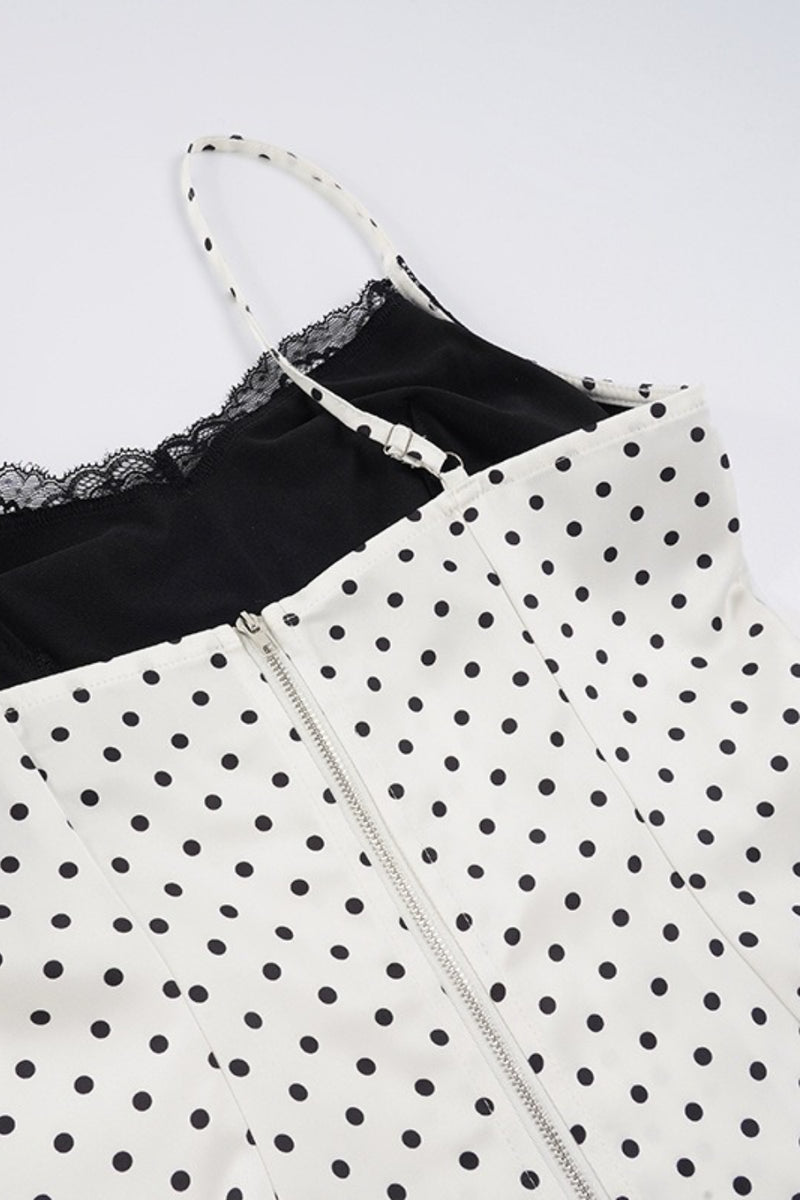 Sexy Lace Polka Dot Patchwork Slim Cami Top