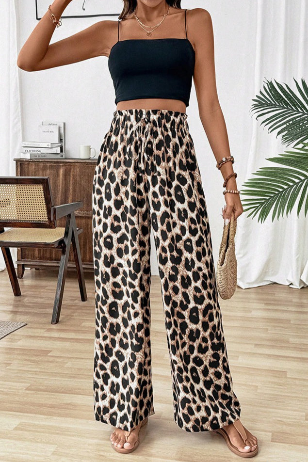 Sexy Leopard Print Baggy Straight Pants