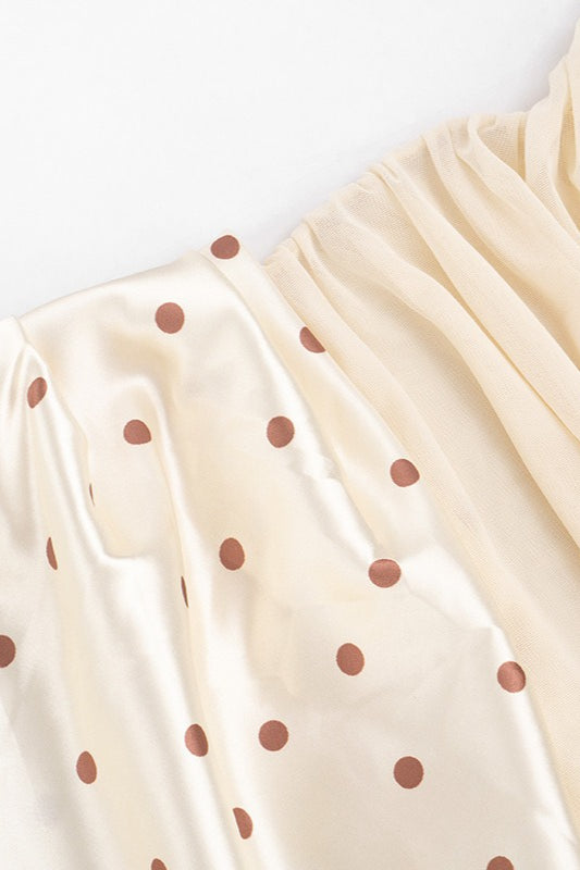 Sheer Polka Dot Patch Mesh Mini Dress