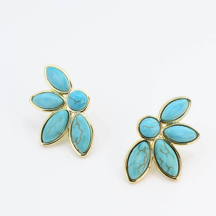 Sloane Half Turquoise Flower Post Earrings