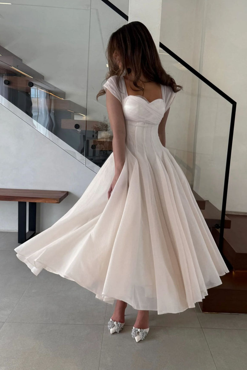 Soft Mesh Waist Flared Prom Dress