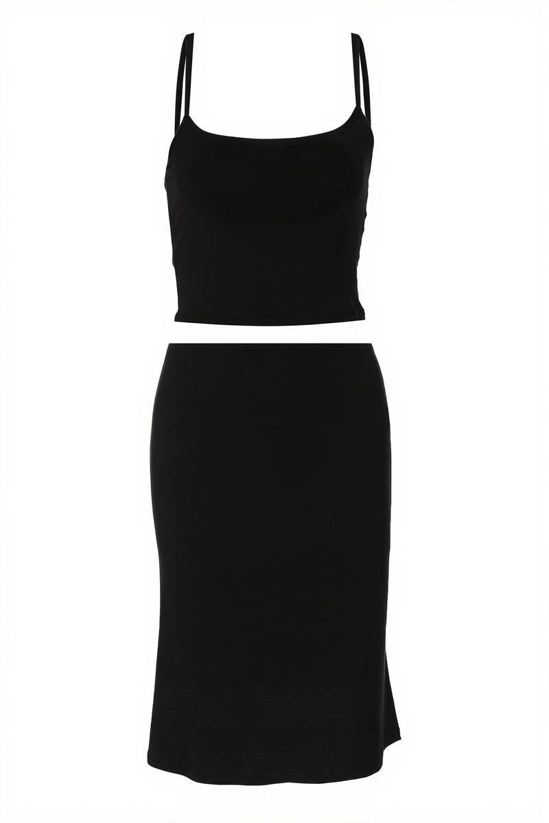 Solid Basic Cami Mini Two Piece Set