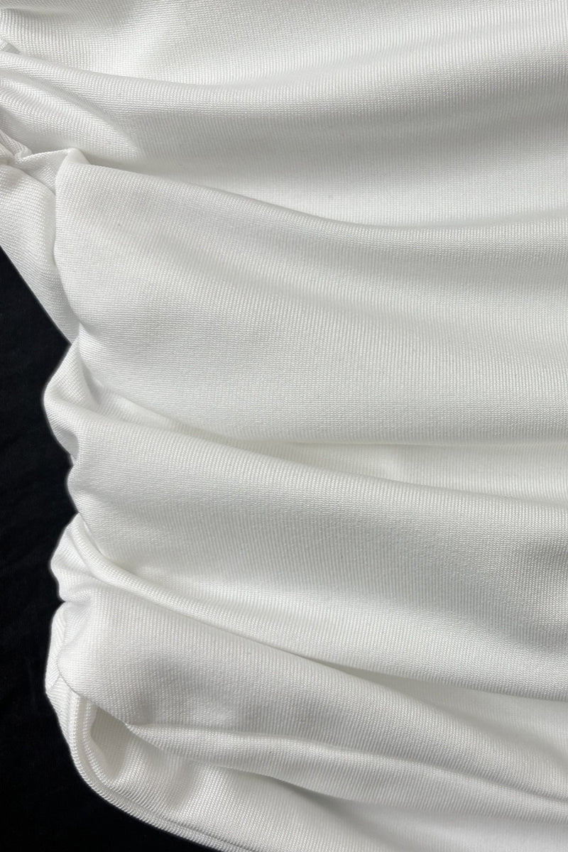 Solid One Shoulder Tube Fitted Blouse