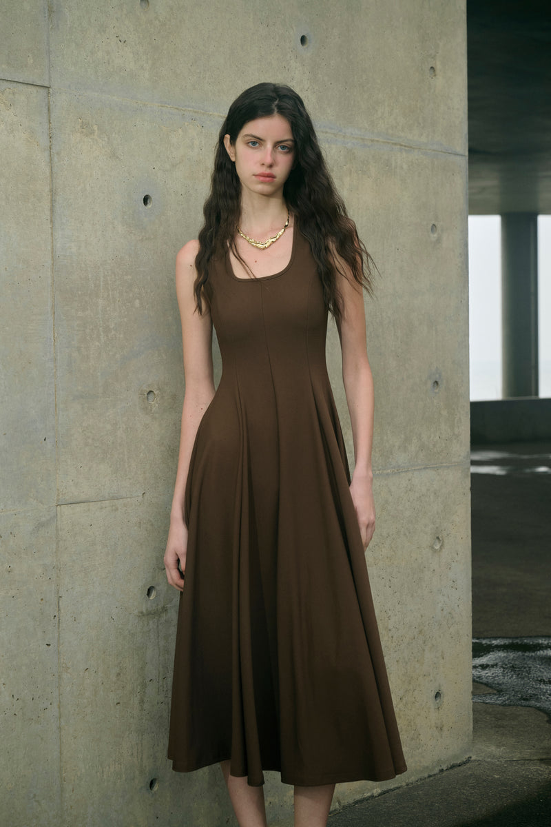 Square neck fit-and-flare dress