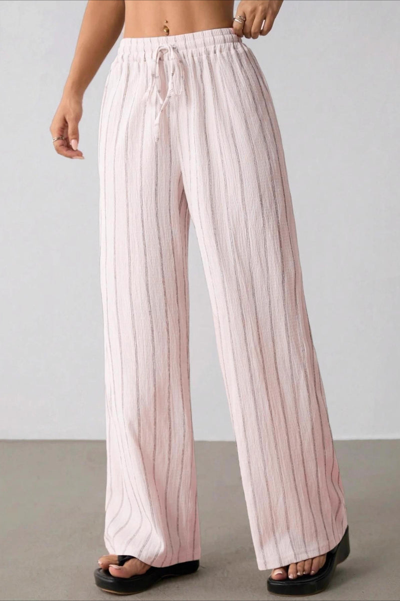 Striped Colorblock Wide Leg Pants