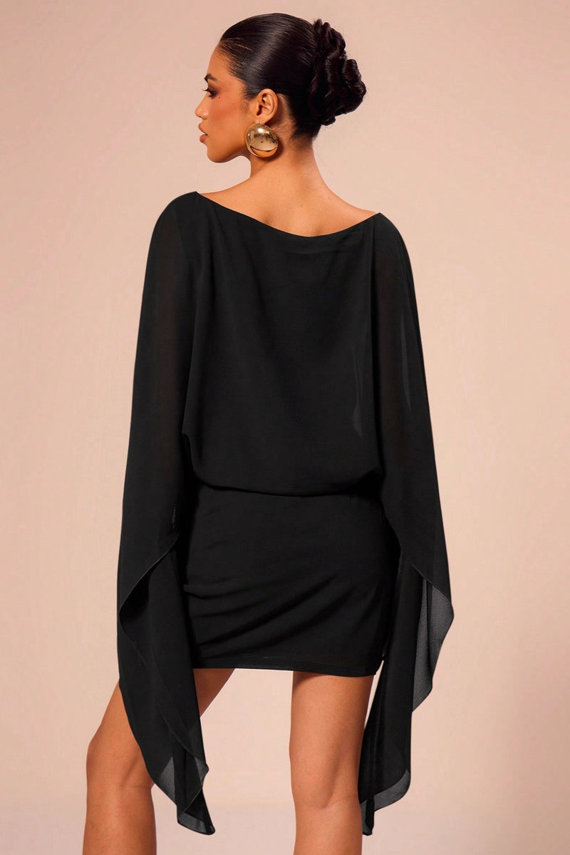 Stylish Elegant Cape Party Mini Dress