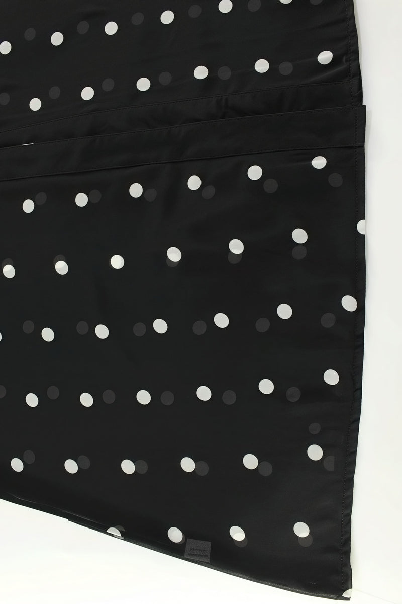 V Neck Waist Long Sleeve High Slit Polka Dot Midi Dress