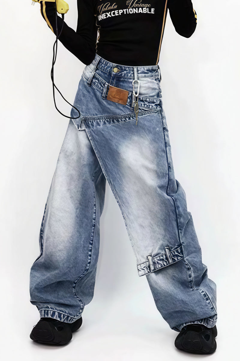 Vintage Fake Two Piece Baggy Jeans