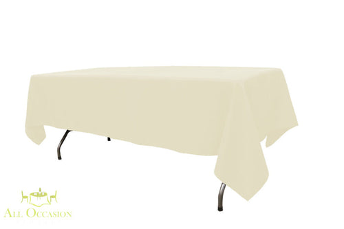 10 ft banquet table linen Ivory draped elegantly over a folding table for all occasions.