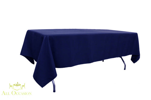 10 ft banquet table linen Navy Blue on a banquet table, ideal for elegant events and gatherings.