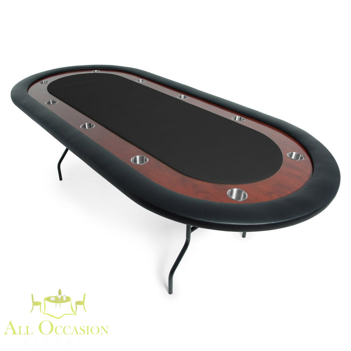 10 Player Poker Table with professional felt surface and padded arm rail for casino events.