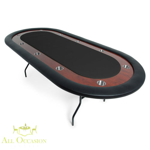 10 Player Poker Table with professional felt surface and padded arm rail for casino events.