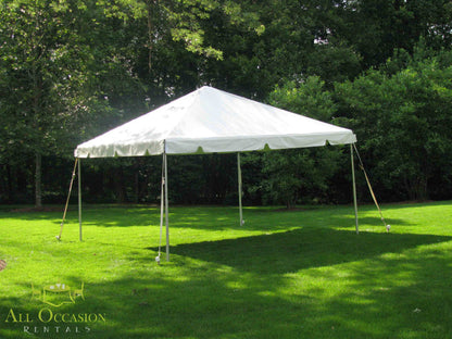 10' x 10' Frame Style Tent rental in a grassy outdoor setting by All Occasion Rentals.