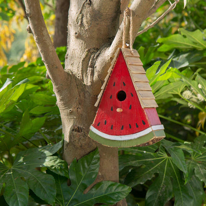 11"H Distressed Solid Wood Watermelon Birdhouse