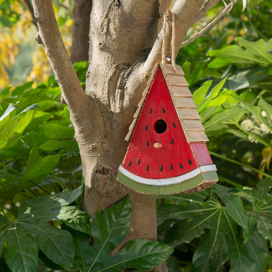 11"H Distressed Solid Wood Watermelon Birdhouse