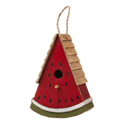 11"H Distressed Solid Wood Watermelon Birdhouse