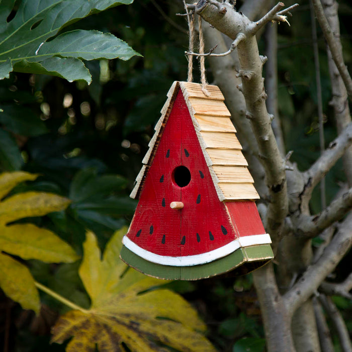 11"H Distressed Solid Wood Watermelon Birdhouse