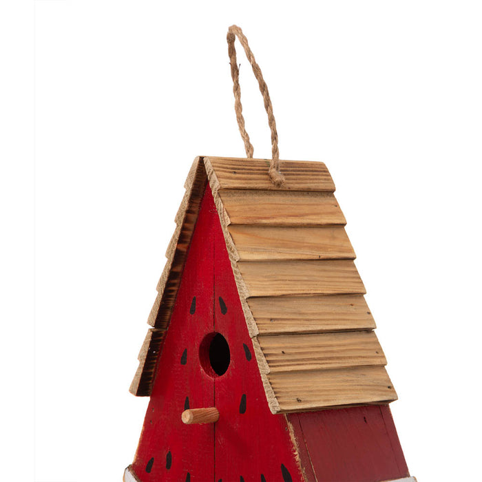 11"H Distressed Solid Wood Watermelon Birdhouse
