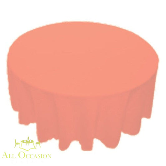 120 inch Round Polyester Tablecloth Peach draped elegantly over a large round table for special events.