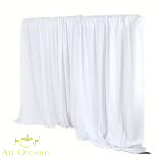 15' High White Pipe & Drape Rental for elegant event backdrops and partitions.