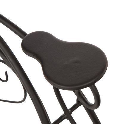 15"H Hand Painted Black Metal Standing Bicycle Plant Stand
